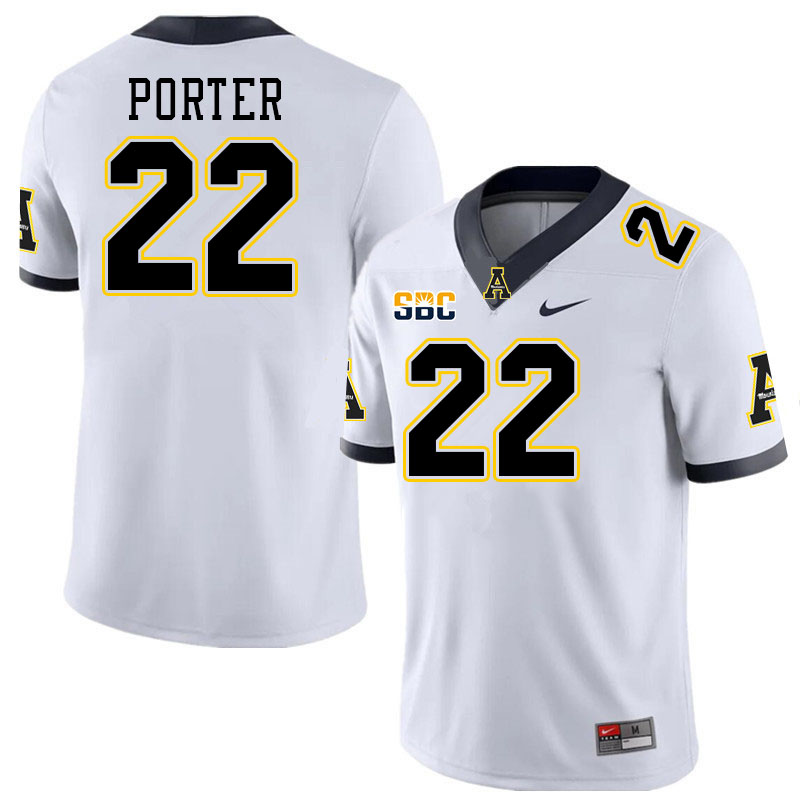 Appalachian State Mountaineers #22 Ronnie Porter College Football Jerseys Stitched-White Appalachian State Mountaineers #22 Ronnie Porter College Football Jerseys Stitched-White